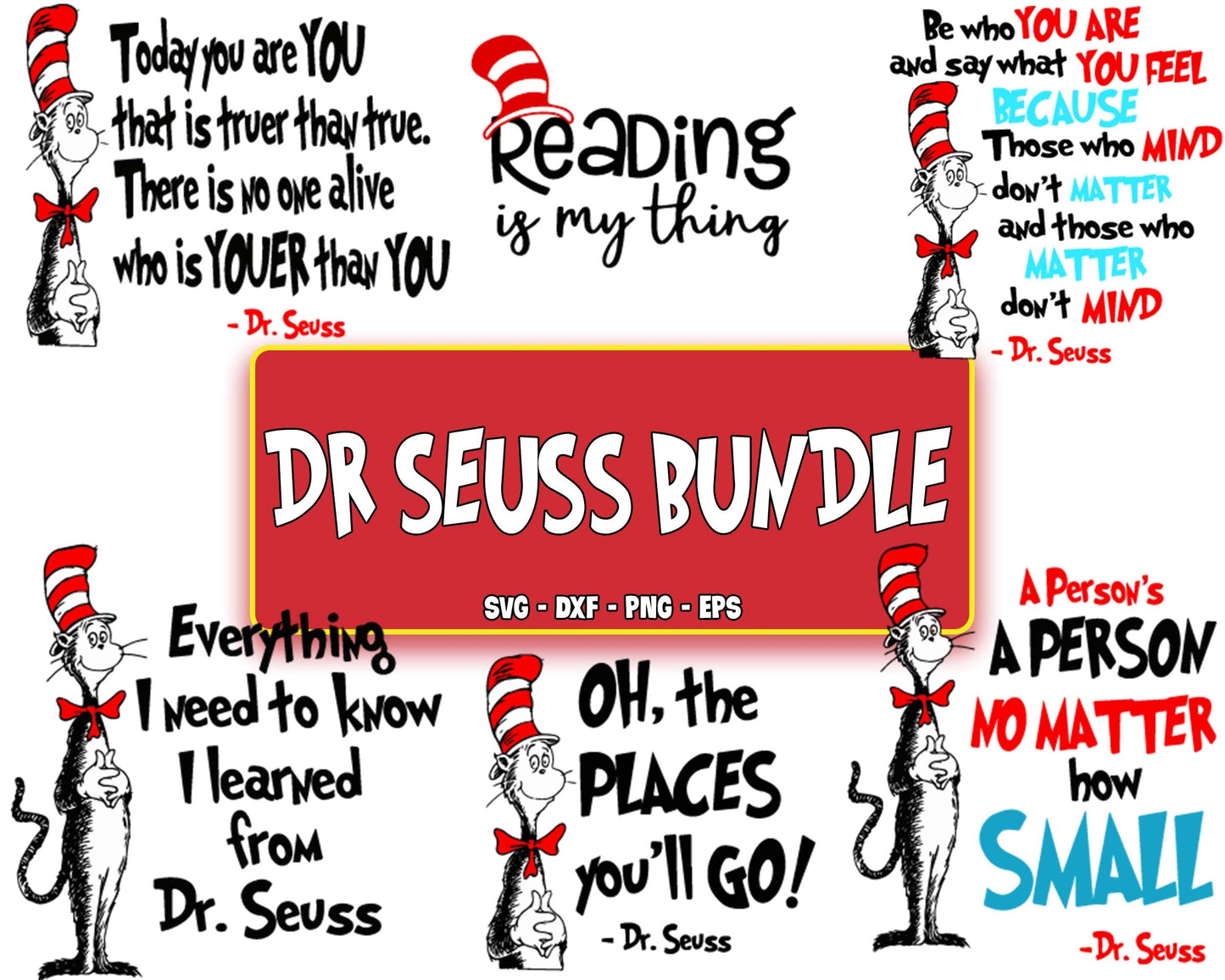 Dr seuss svg, oh, the places you'll go!, cat in the hat SVG, EPS, PNG, DXF , cricut , file cut, for Cricut, Silhouette , digital download, Instant Download