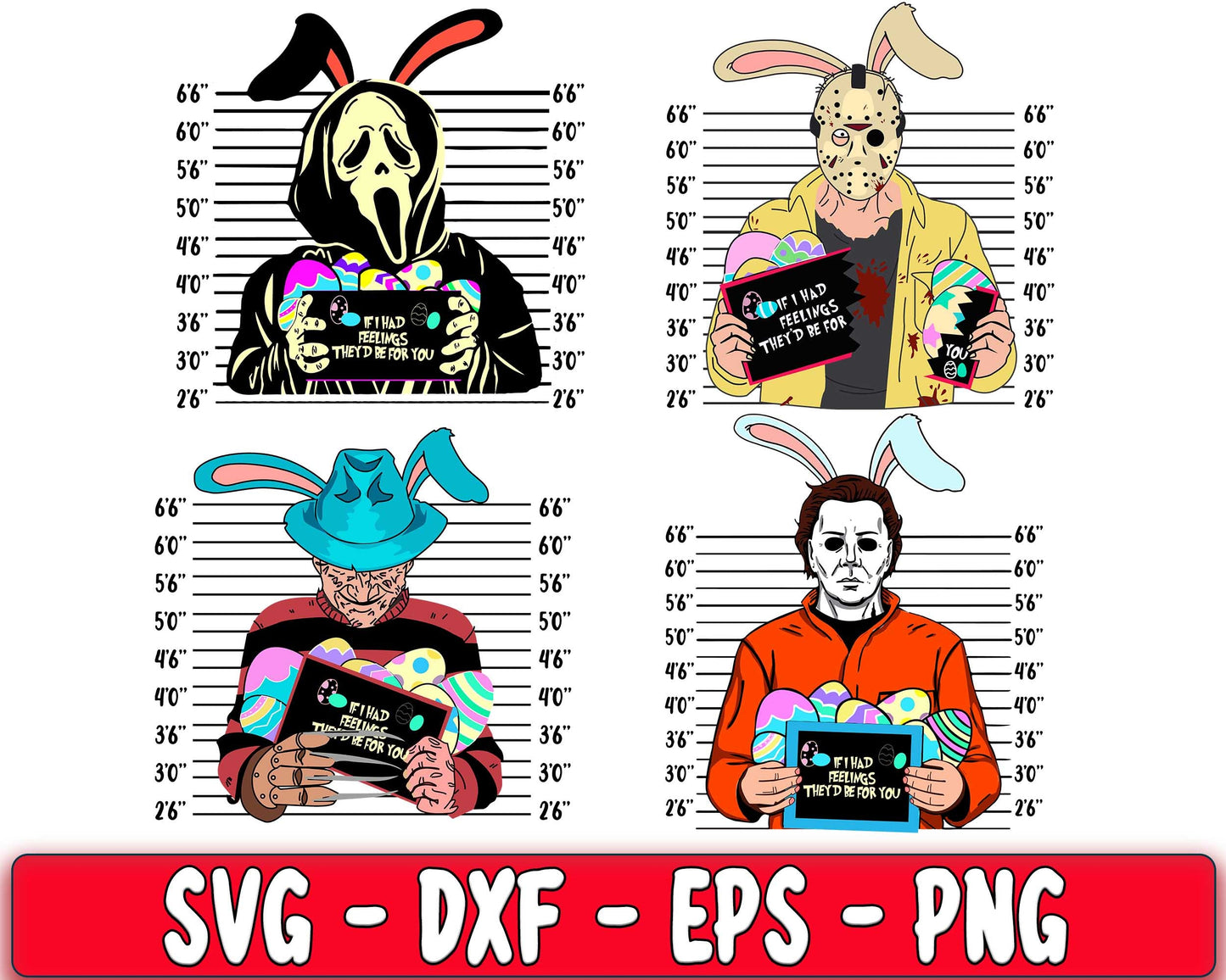 Easter Killer Mugshot bundle svg, Horror Easter svg Bundle, Happy Easter Day svg , Funny Easter svg - 4+ files Easter SVG, EPS, PNG, DXF for Cricut, Silhouette