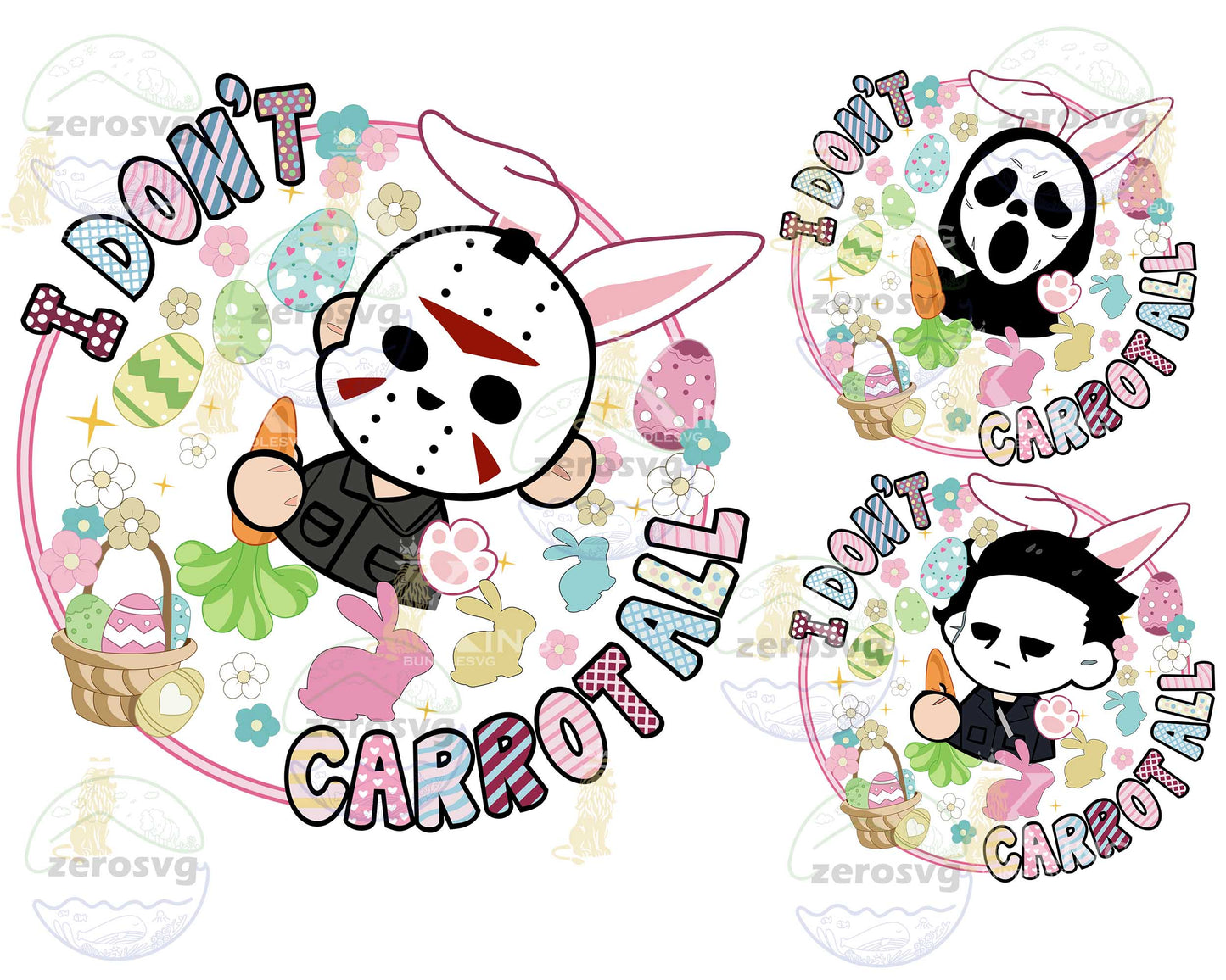 Horror Easter svg, I Don’t Carrot All svg, Funny Easter  SVG, EPS, PNG, DXF for Cricut, Silhouette