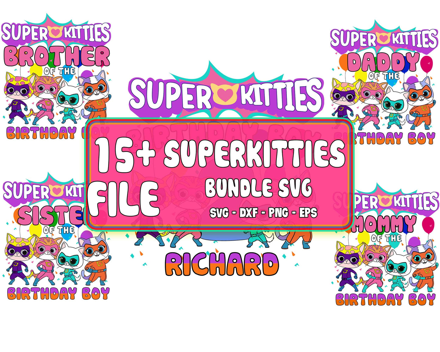 15+ file Junior SuperKitties Birthday, SuperKitties svg bundle SVG EPS DXF PNG , Cutting Image, cricut , file cut , digital download ,Instant Download