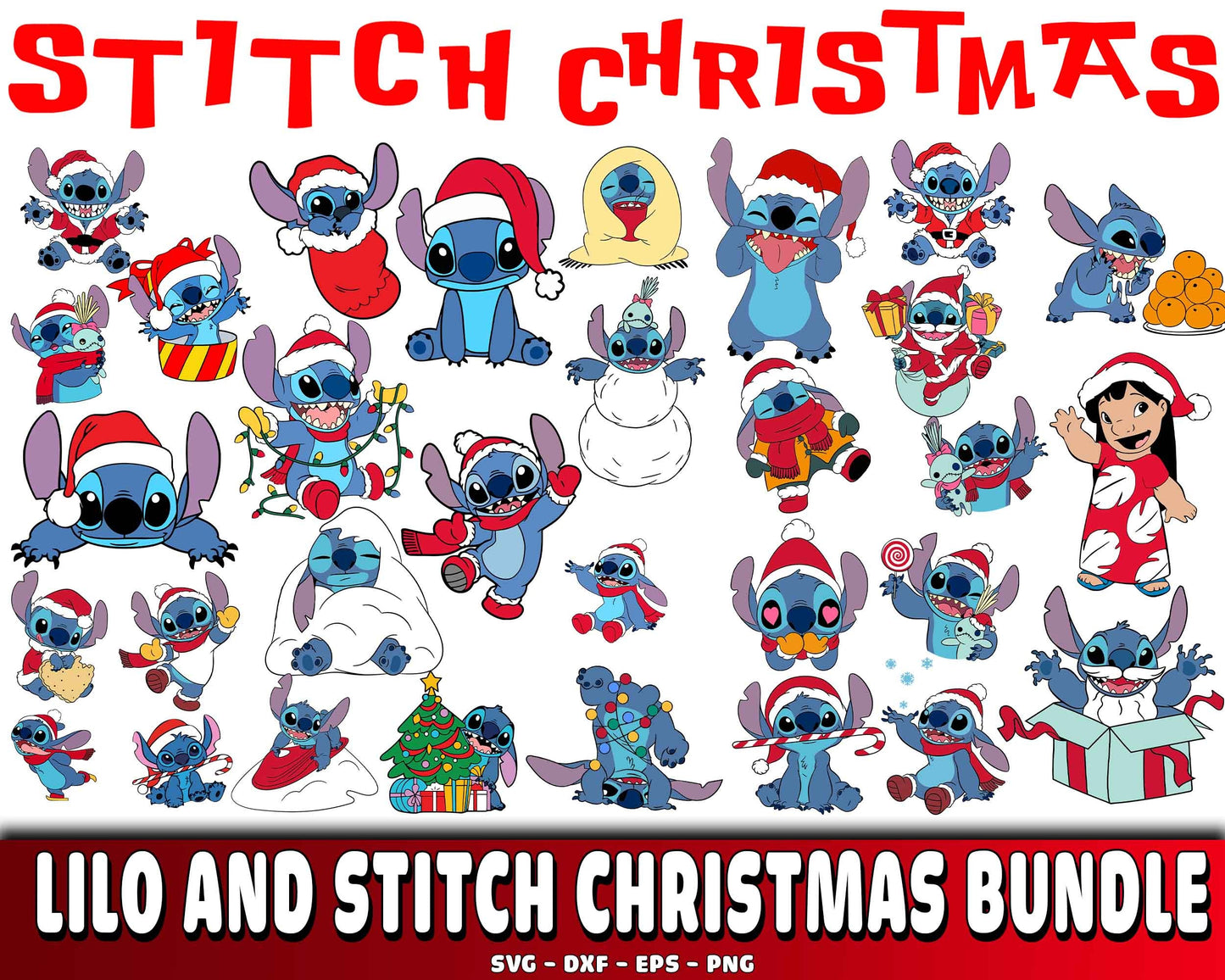 Lilo and Stitch christmas bundle SVG EPS DXF PNG , Cutting Image, cricut , file cut , digital download ,Instant Download