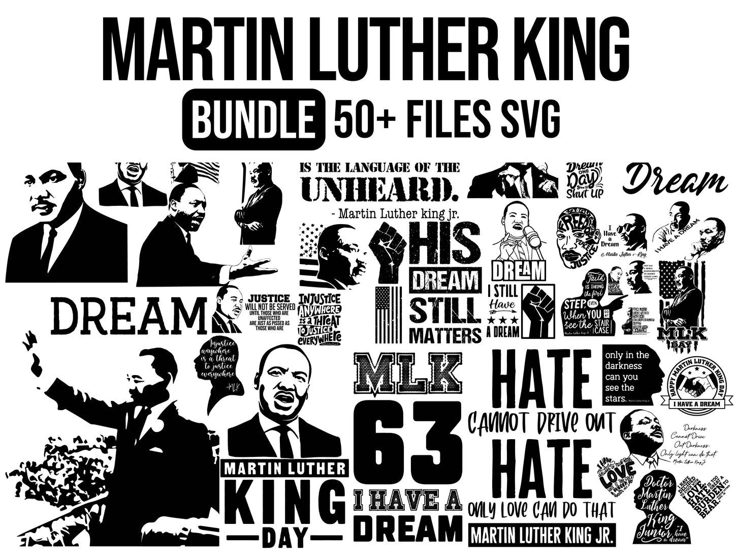 50+ file Martin Luther King, I Have A Dream, MLK, Black Lives Matter, Cricut , File cut , Vector file , Silhouette Digital Dowload