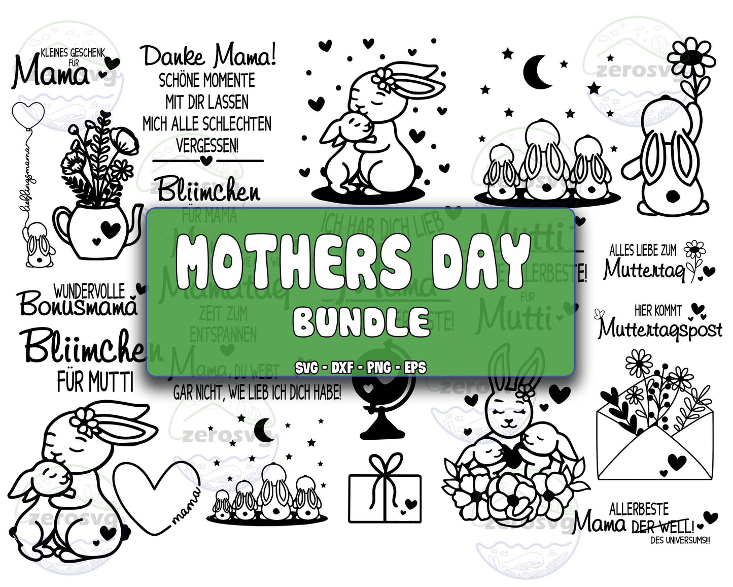 Mothers Day Bundle SVG, 28+ file Mothers day Sayings, Cute Bunny Mom Children SVG EPS DXF PNG , Cutting Image, cricut , file cut , digital download ,Instant Download