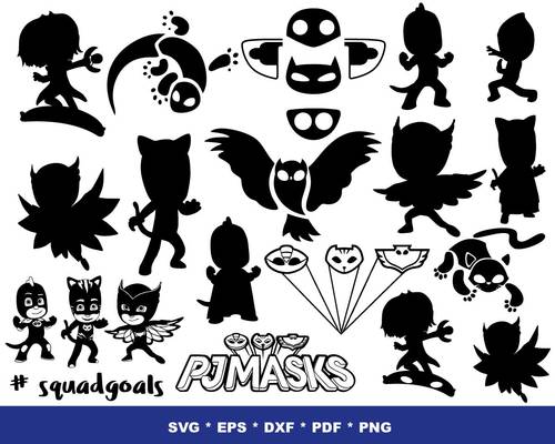 PJ Masks SVG Bundle - 150+ files PJ Masks SVG, EPS, PNG, DXF for Cricut, Silhouette