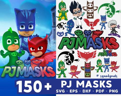 PJ Masks SVG Bundle - 150+ files PJ Masks SVG, EPS, PNG, DXF for Cricut, Silhouette