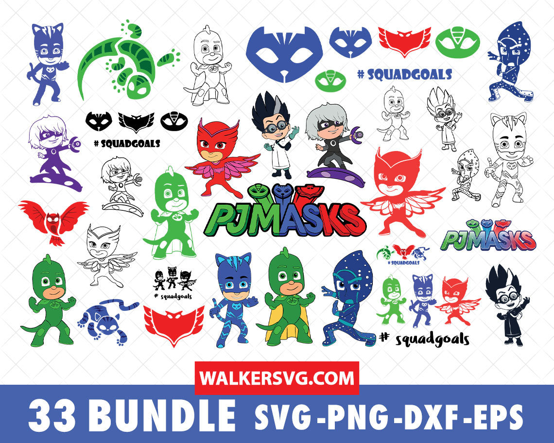 PJ Masks SVG Bundle - 135+ files PJ Masks SVG, EPS, PNG, DXF for Cricut, Silhouette