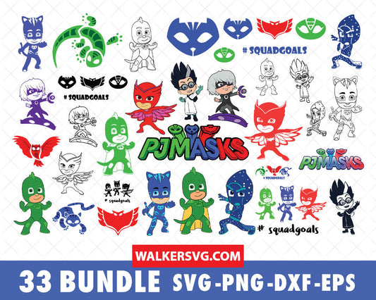 PJ Masks SVG Bundle - 135+ files PJ Masks SVG, EPS, PNG, DXF for Cricut, Silhouette
