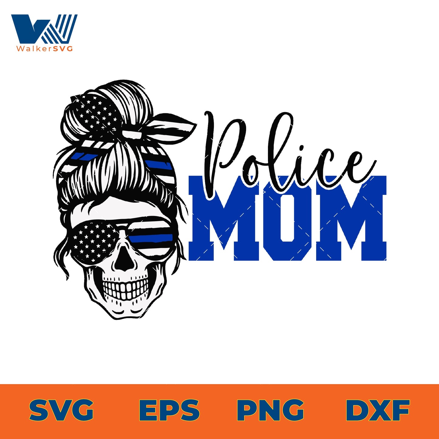 Police Mom Skull SVG