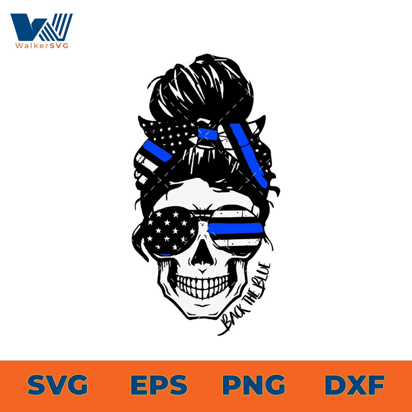 Back The Blue Skull SVG