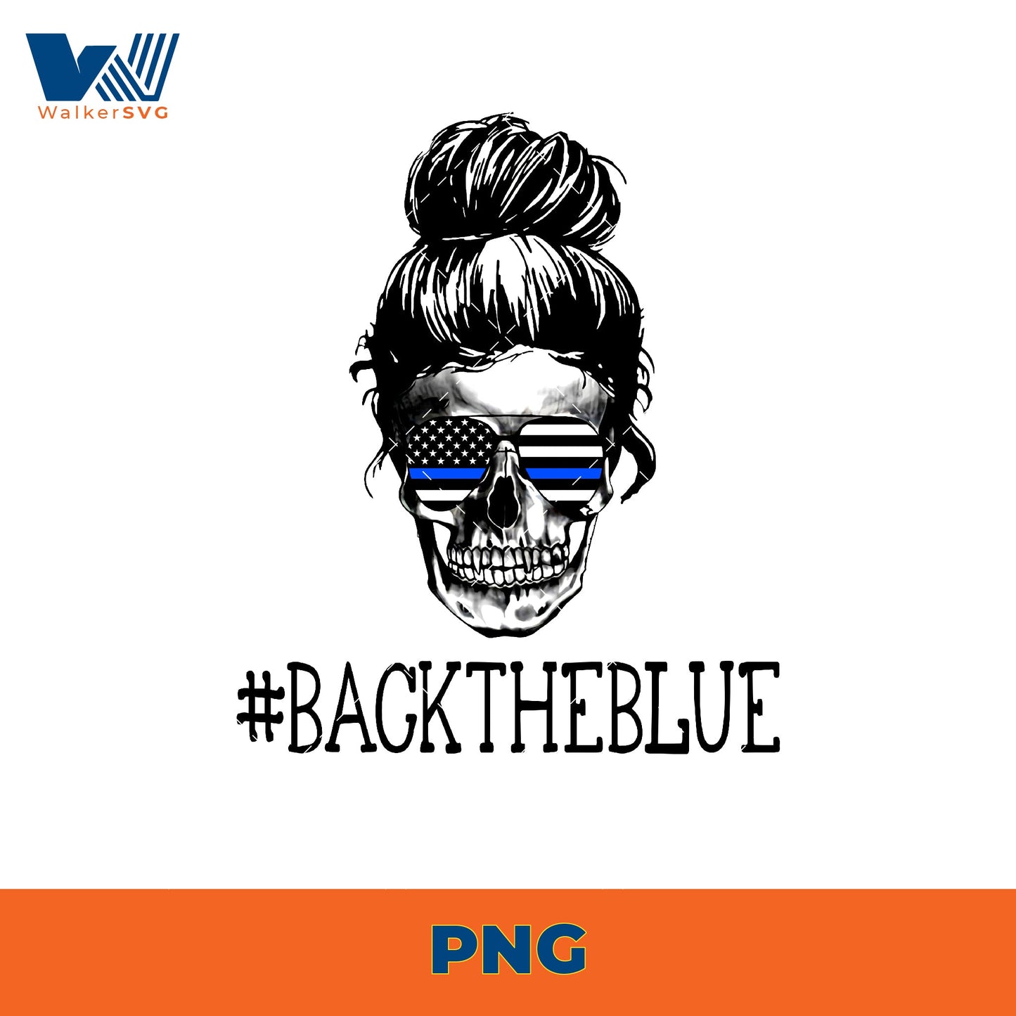 Back The Blue Skull PNG