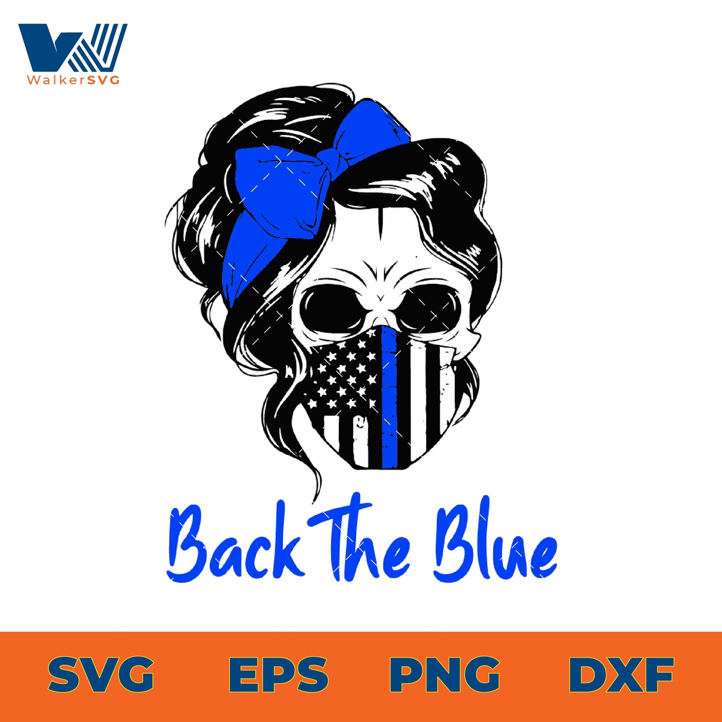 Back The Blue Skull Mom SVG