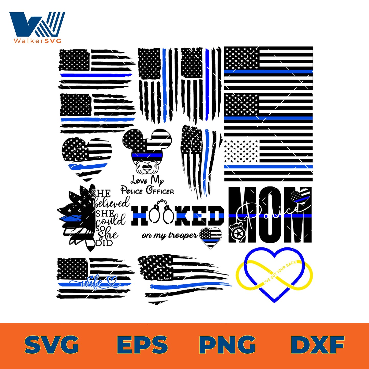 Back The Blue, Police Flags SVG Bundle
