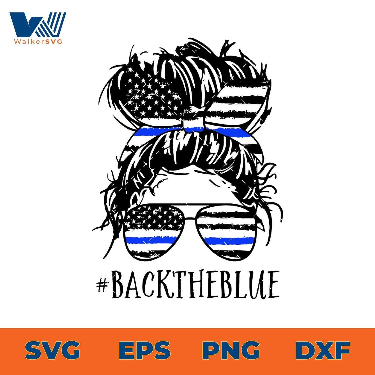 Messy Bun Back The Blue SVG