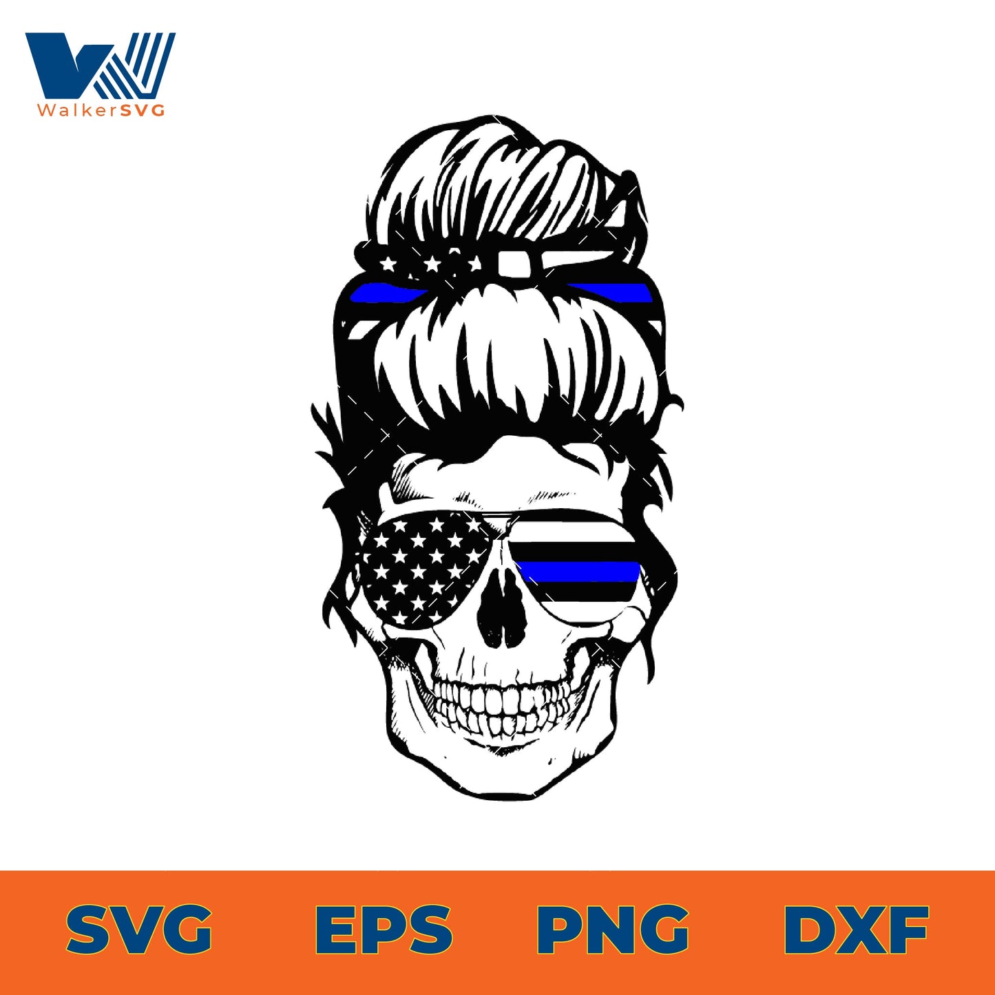 Back The Blue Skull Mom SVG