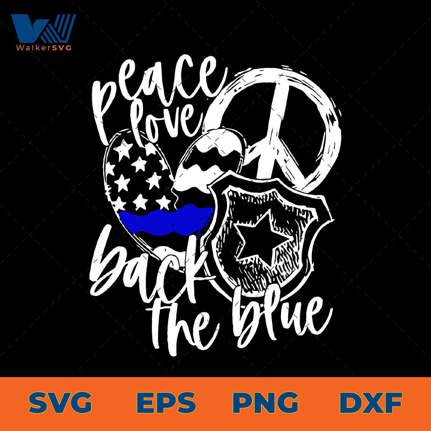 Peace Love Back The Blue SVG