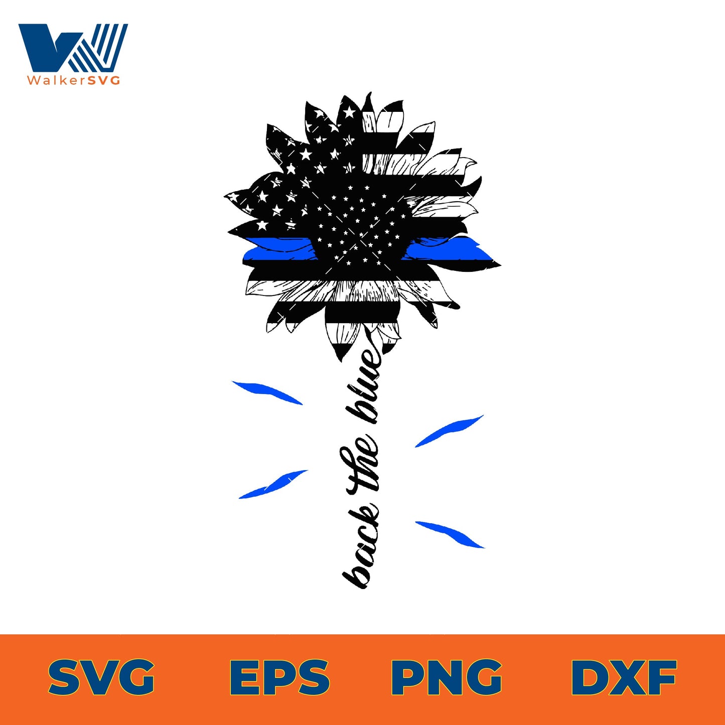 Back The Blue Sunflower SVG