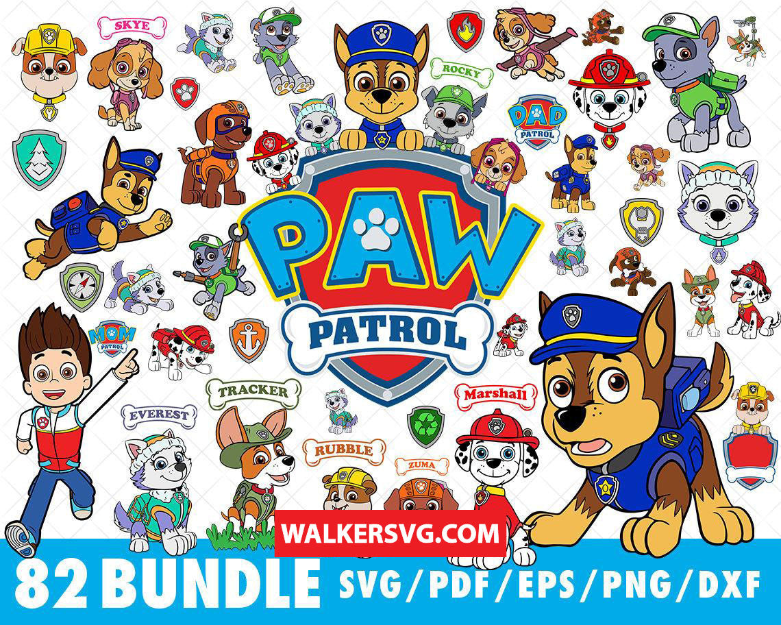 Paw Patrol SVG Bundle 1.0 - 335+ files Paw Patrol SVG, EPS, PNG, DXF for Cricut, Silhouette