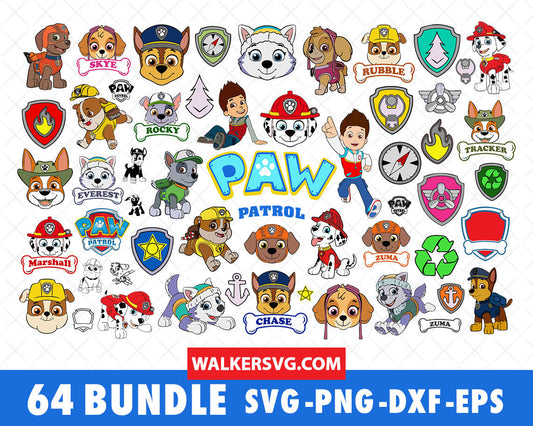 Paw Patrol SVG Bundle 2.0 - 260+ files Paw Patrol SVG, EPS, PNG, DXF for Cricut, Silhouette