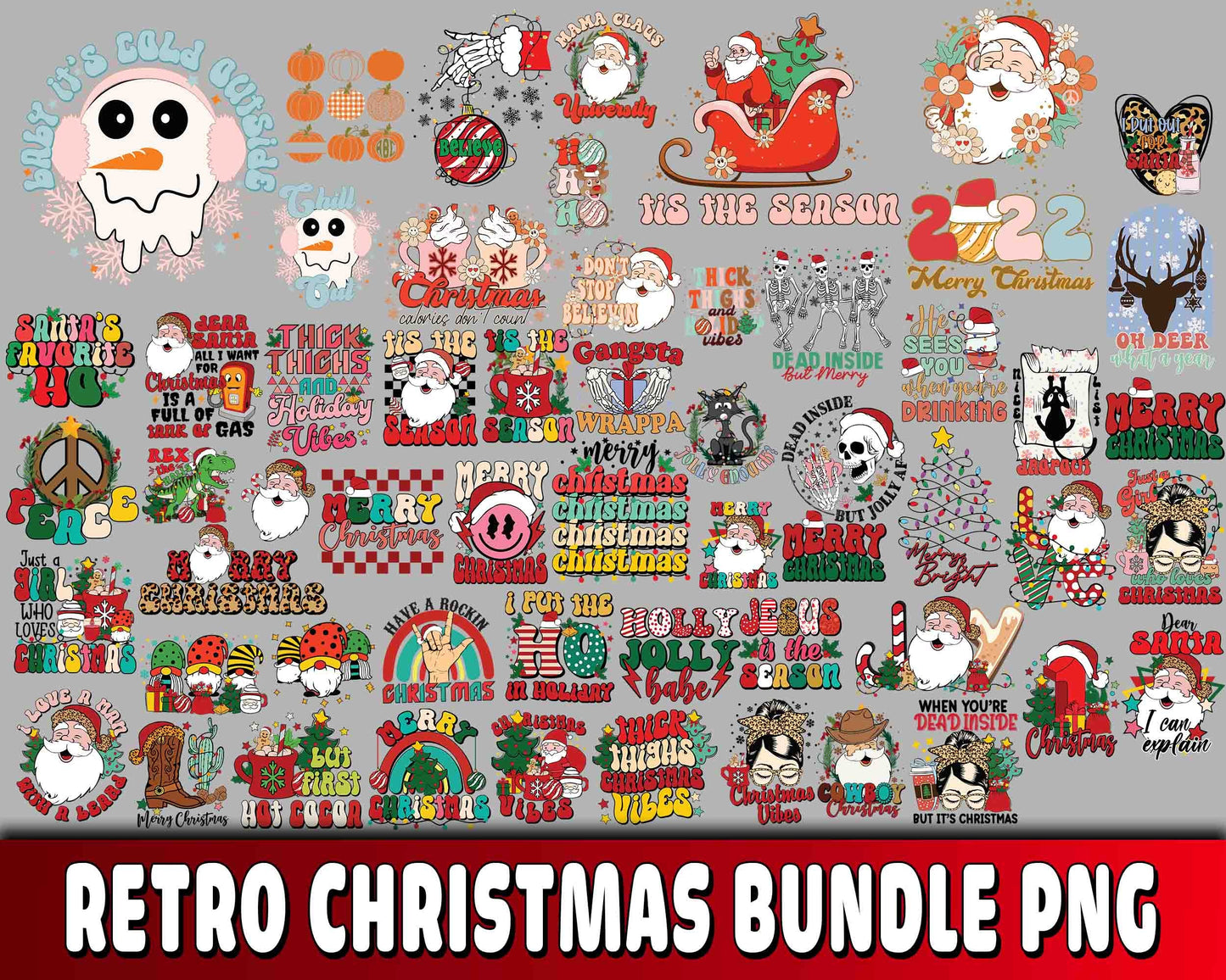 Retro christmas bundle PNG , Mega bundle Retro christmas PNG 10 , file cut , Silhouette, digital download, Instant Download