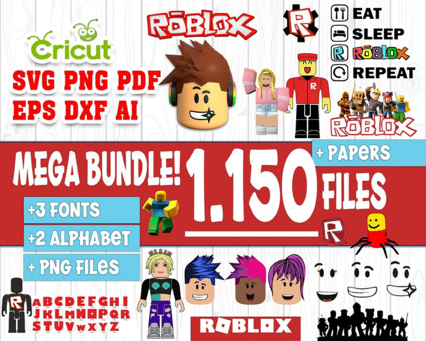 Roblox SVG Bundle - 1150+ files Roblox SVG, EPS, PNG, DXF for Cricut, Silhouette