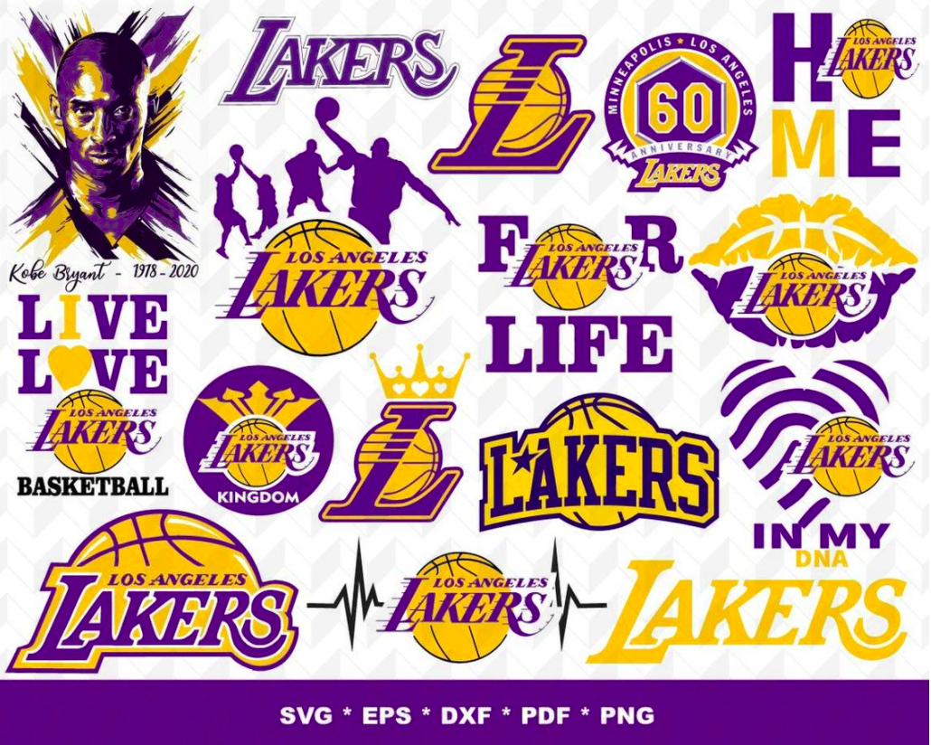 Lakers SVG Bundle - 250+ files Lakers SVG, EPS, PNG, DXF for Cricut, Silhouette