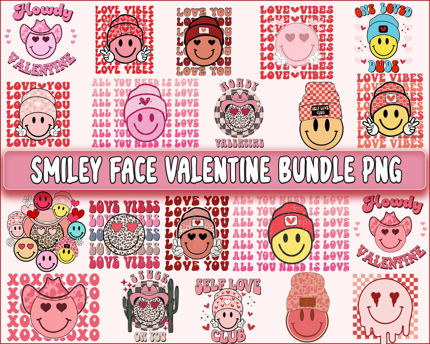 Smiley Face valentine bundle PNG , Smiley Face valentine PNG, Cutting Image, File Cut , Digital Download, Instant Download