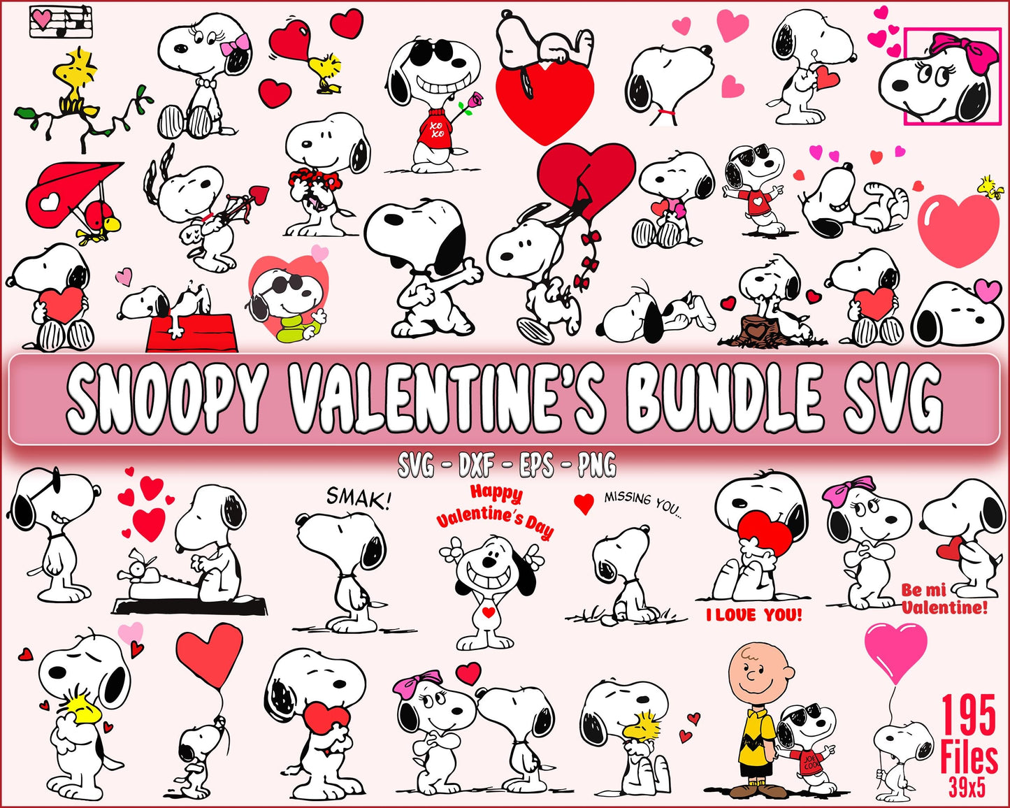 150+ file Snoopy Valentine's bundle SVG , Valentine's Day SVG DXF EPS PNG, Cutting Image, File Cut , Digital Download, Instant Download