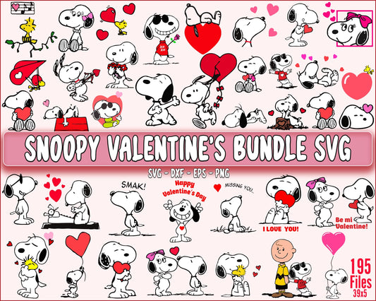 150+ file Snoopy Valentine's bundle SVG , Valentine's Day SVG DXF EPS PNG, Cutting Image, File Cut , Digital Download, Instant Download