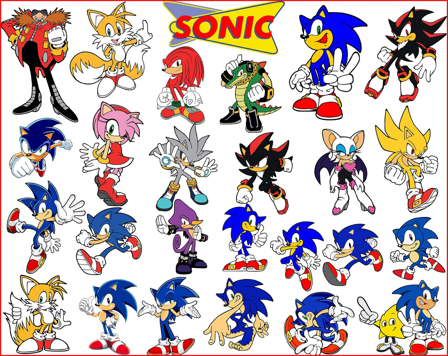 Sonic SVG Bundle - 60+ files Sonic SVG, EPS, PNG, DXF for Cricut, Silhouette