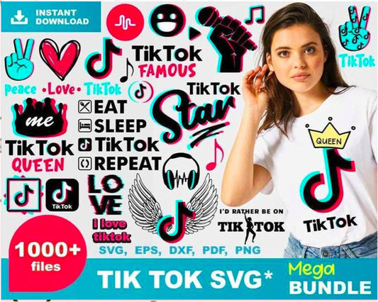 TikTok SVG Bundle - 1000+ files TikTok SVG, EPS, PNG, DXF for Cricut, Silhouette