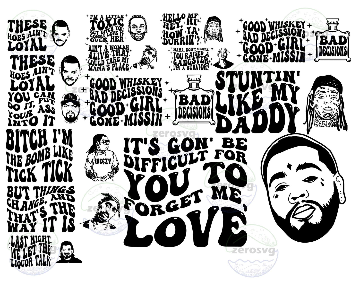 Trendy rap Svg Bundle svg, 30+ Trendy Lyrics Music Svg Bundle, Even Savage Bitches Go To Heaven SVG DXF EPS PNG, Different File Types , Cutting Image, File Cut , Digital Download, Instant Download