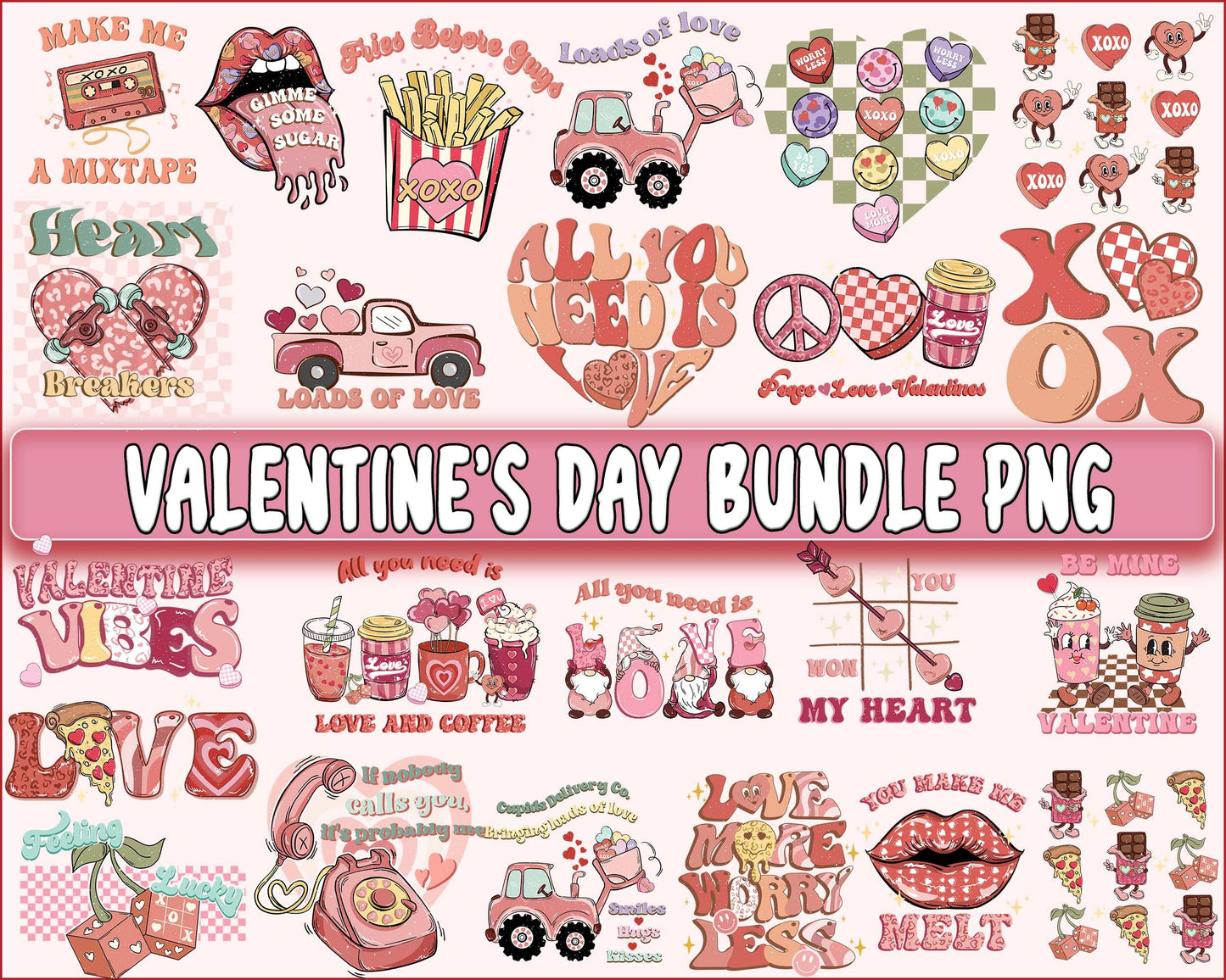 Valentine's day bundle PNG , Valentines Day Sublimation , XoXo , Love , Lips , Heart valentine's day sublimation, Digital Download, Instant Download