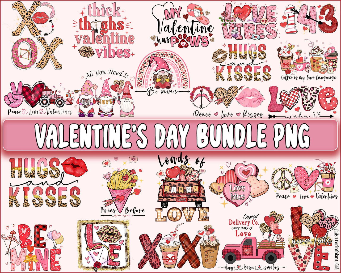Valentine's day bundle PNG ,14-3 Day PNG, Valentines Day Sublimation , XoXo , Love , Lips , Heart valentine's day sublimation, Digital Download, Instant Download