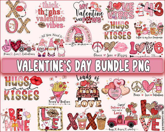 Valentine's day bundle PNG ,14-3 Day PNG, Valentines Day Sublimation ,  XoXo , Love , Lips , Heart valentine's day sublimation, Digital Download, Instant Download