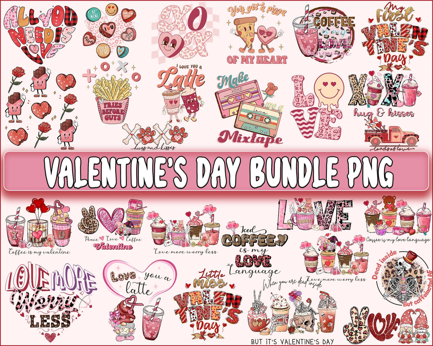 Valentine's day bundle PNG , coffee valentine's day PNG, Valentines Day Sublimation ,Love , Heart valentine's day sublimation, Digital Download, Instant Download