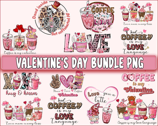 Valentine's day bundle PNG , Skeleton ,coffee valentine's day PNG, Valentines Day Sublimation ,Love  , Heart valentine's day sublimation, Digital Download, Instant Download