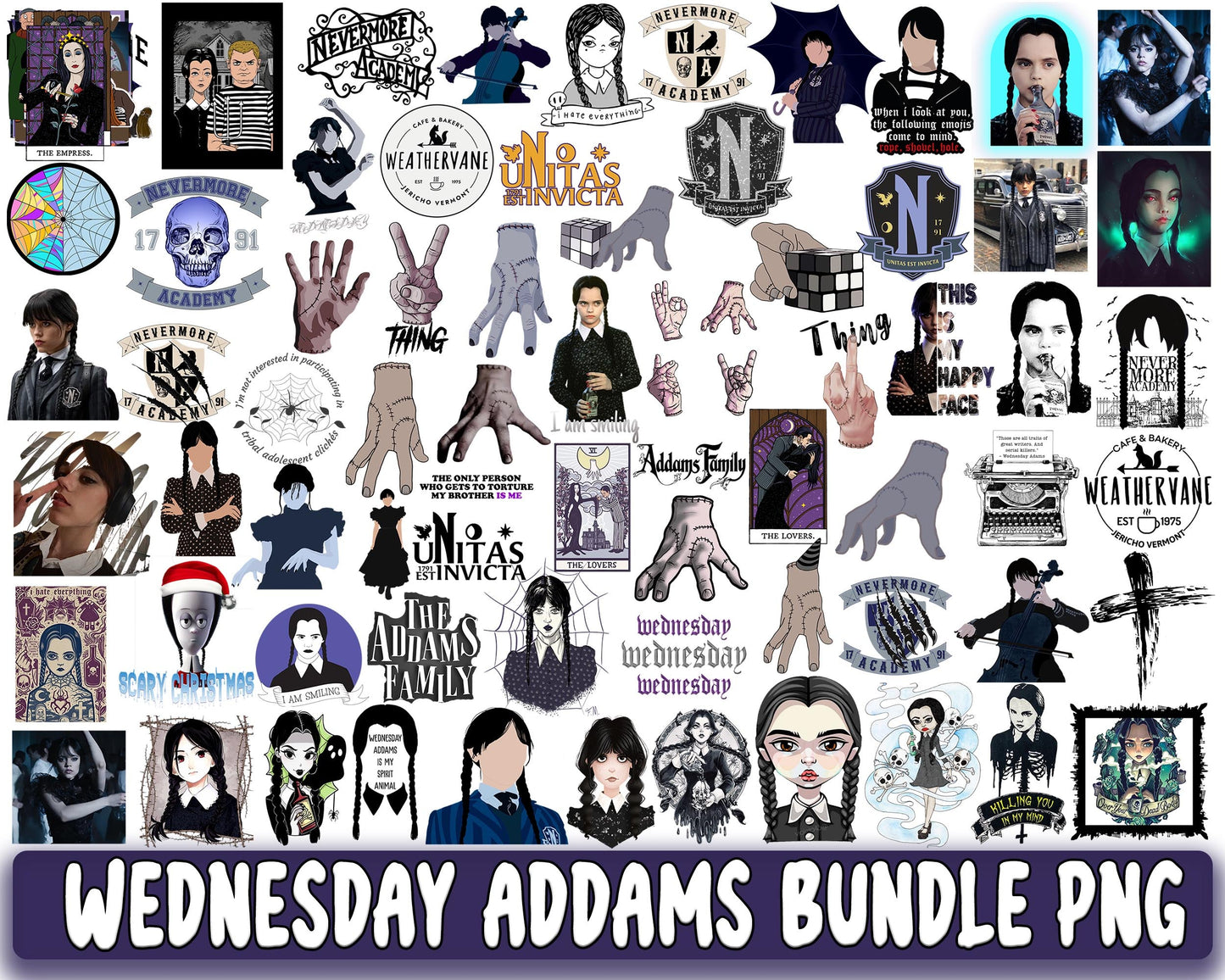 Wednesday Addams PNG Bundle - Netflix series bundle PNG - Wednesday Addams bundle PNG , Silhouette, Digital Download , Instant Download