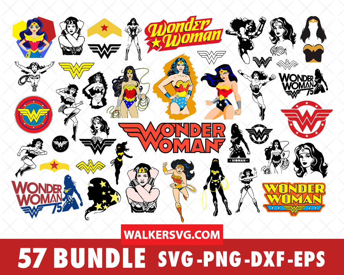Wonder Woman SVG Bundle - 230+ files Wonder Woman SVG, EPS, PNG, DXF for Cricut, Silhouette