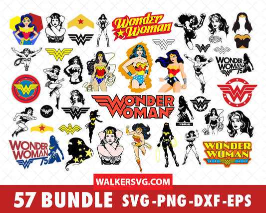 Wonder Woman SVG Bundle - 230+ files Wonder Woman SVG, EPS, PNG, DXF for Cricut, Silhouette