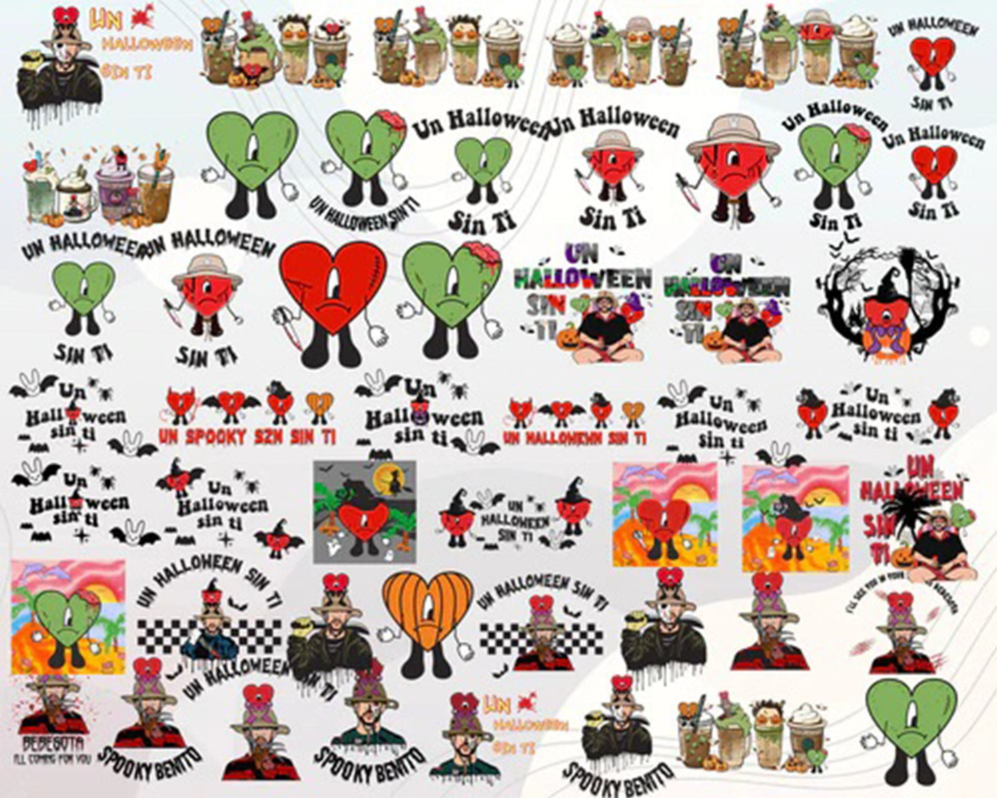 Bad Bunny Halloween PNG ,90+ file bad bunny bundle PNG , Silhouette , digital download