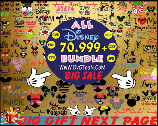 70.999+ file Disney bundle svg, Disney svg,dxf,png,eps, cricut , file cut , Silhouette, Digital Dowload