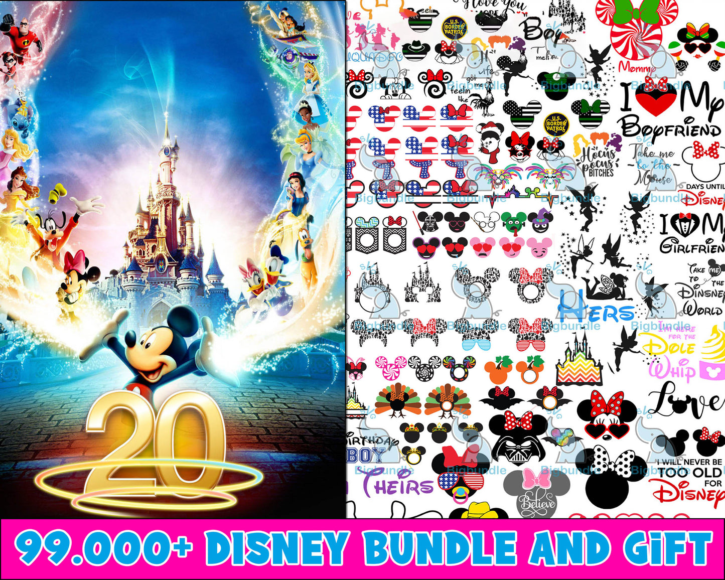 99.999+ file Disney bundle svg, Disney svg,dxf,png,eps, cricut , file cut , Silhouette, Digital Dowload