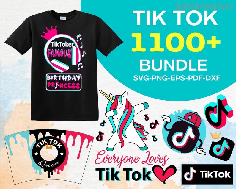 TikTok SVG Bundle - 1100+ files TikTok SVG, EPS, PNG, DXF for Cricut, Silhouette