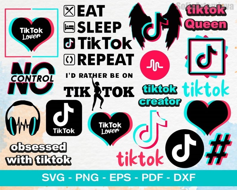 TikTok SVG Bundle - 1100+ files TikTok SVG, EPS, PNG, DXF for Cricut, Silhouette