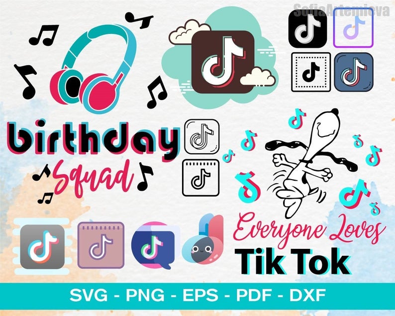 TikTok SVG Bundle - 1100+ files TikTok SVG, EPS, PNG, DXF for Cricut, Silhouette