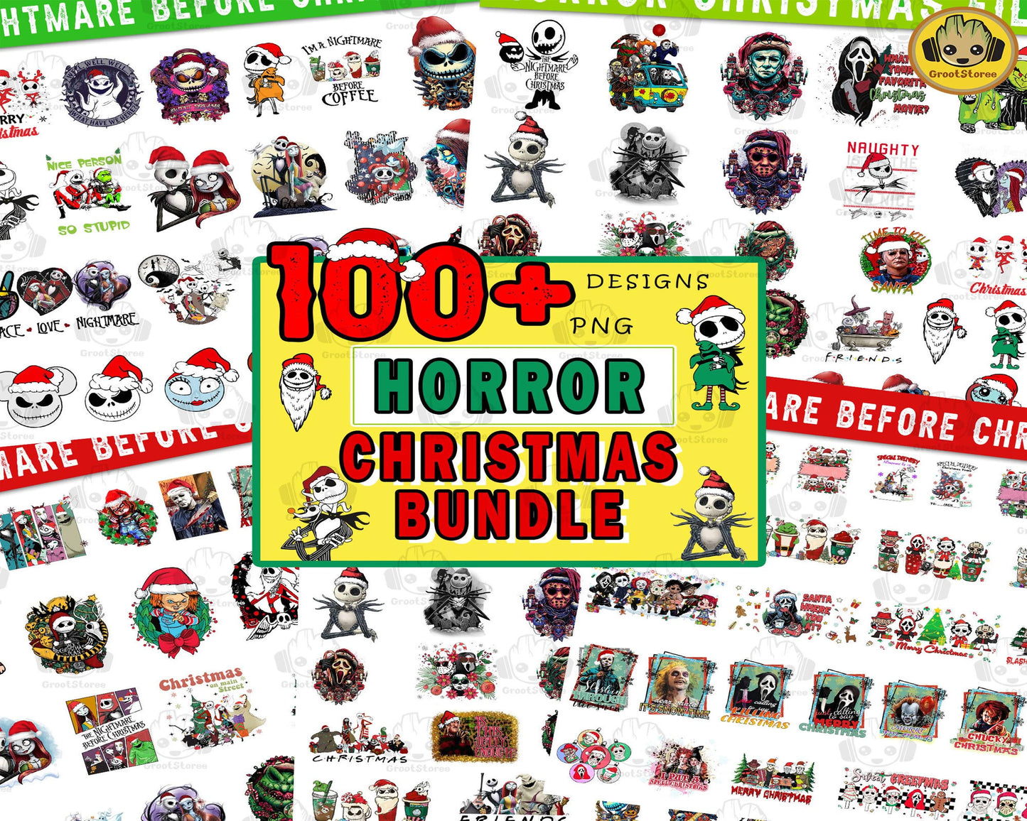 100+ Horror Christmas Character Png Bundle, Nightmare Before Christmas Png, Christmas Friend Png, Digital Download ,Instant Download
