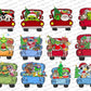 10 Files CUSTOM Car Truck Christmas Name Holder Png Bundle, Make your Own Name, Green Cartoon Kids Shirt Design, Digital Download ,Instant Download