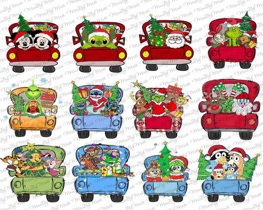 10 Files CUSTOM Car Truck Christmas Name Holder Png Bundle, Make your Own Name, Green Cartoon Kids Shirt Design, Digital Download ,Instant Download