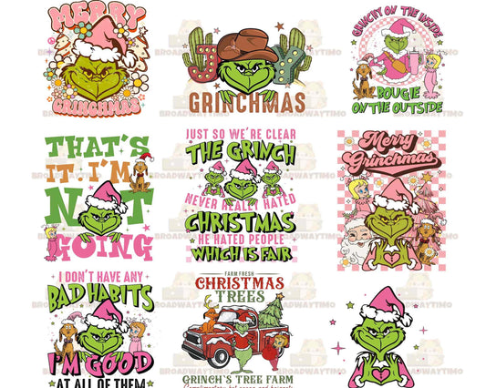 10+ Designs Mean Green Guy Christmas Inspired PNG Bundle Sublimation Design DTF Print Sticker Tumbler , file cut,   for Cricut, Silhouette