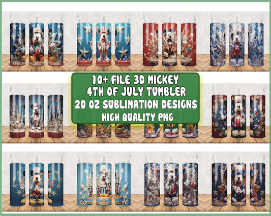 10+ file 3D mickey 4th of july tumbler bundle png, 20oz sublimation designs high quality png, digital download, Designs 20 oz sublimation, Bundle Design Template for Sublimation